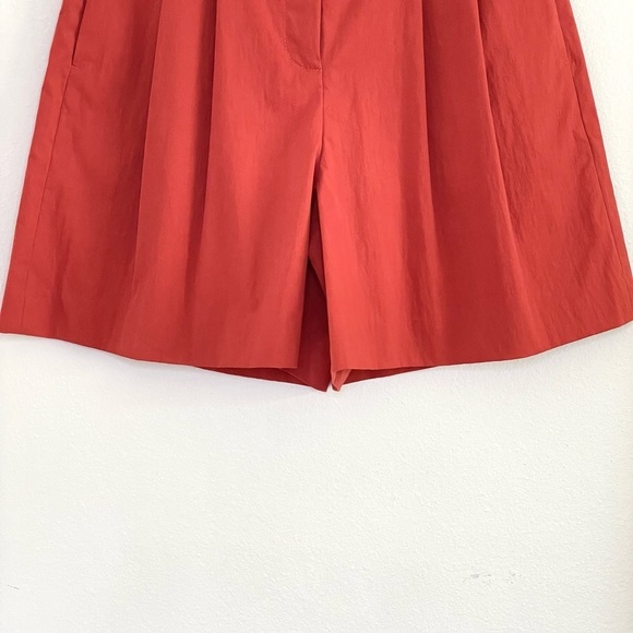 NWT Rebecca Taylor High Waist Pleat Front Trouser Short Pomodoro Red Orange 2 - Picture 8 of 16